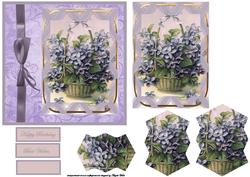 Basket of Violets Card Front and Topper