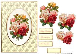 Cameo Vintage Flowers Card Front with Decoupage