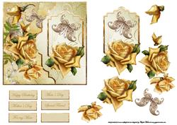 Yellow Rose's Card Front with Topper