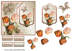 Spring Tulips Card Front with Topper and Decoupage