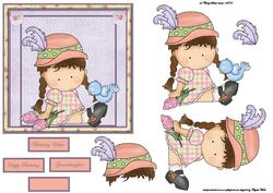 Agnes Has a Blue Bird Card Front with Decoupage