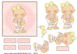 Baby Girl One Year Old Today Card Front with Decoupage