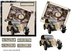 Time to Travel Card Front with Decoupage