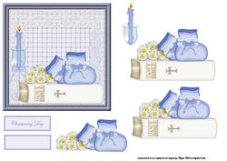 Baby Boy Christening, Bible and Daisy Card Front