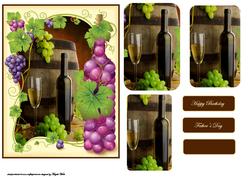 White Wine and Green Grapes and Vines Card Front