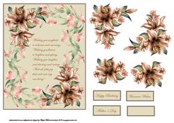 Lilies and Songbird Verse Card Front with Decoupage
