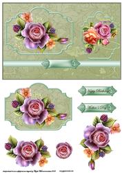 English Rose Card Front with Topper and Decoupage