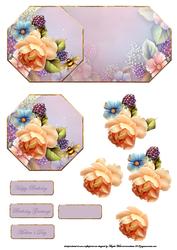 Peach English Rose Octagon Shaped Card and Topper