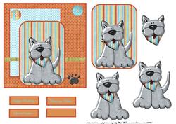 Gruff the Pup Card Front with a Topper and Decoupage