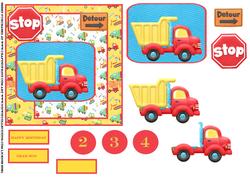 Road Works Truck, Card Front with Topper and Decoupage