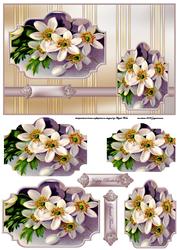 White Easter Flowers Card Front with Toppers