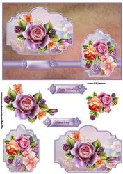 Old Rose Card Front with Toppers and Decoupage