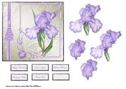 Purple Iris Card Front with Decoupage
