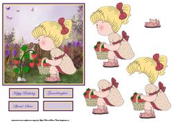 Hello Strawberry Again Card Front and Decoupage