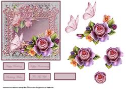 Butterfly and Lace with English Rose Card Front