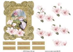 Spring River with Camelia Decoupage