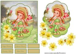 Picnic Time in the Meadow Card Front and Topper