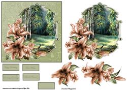 Lily and Woodland Card Front with a Topper