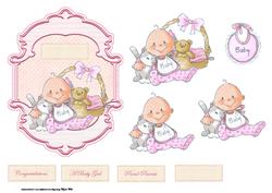 Baby Girl Card Front with Decoupage