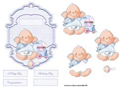 Baby Boy with Toys Card Front and Decoupage