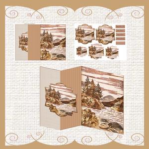 Wood Art River Scene No Hole Fold Back Card Mini Kit