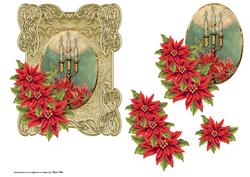 Candles and Poinsettias Ornate Card Topper