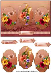 Petunia Floral Panel Card with Toppers