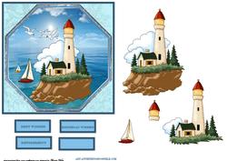 Lighthouse Card Front with Decoupage