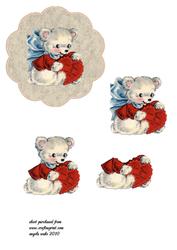 Cute Valentine Bear with the Blue Bow