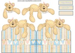 Bear Over the Edge Shaped Card with Decoupage