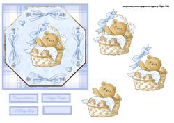 Baby Boy Bear in a Basket Card Front