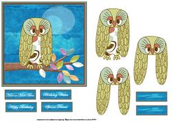 Owl in the Moonlight Card Front with Decoupage