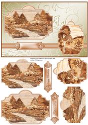 Wood Art Scene Panel Card with Toppers