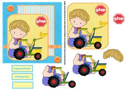 Boy with Forklift Truck Card, Topper and Decoupage