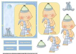 Baby Boy with His Teddy Bear Card Front