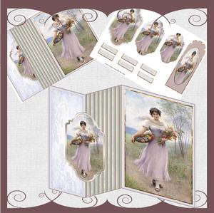 Wild Flowers and Vintage Lady No Hole Fold Back Card Mini Ki
