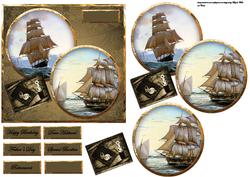 Sailing the Seas, Nautical Card Front with Decoupage
