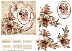 Vintage Beauty in Cameo with White and Pink Victorian Hat