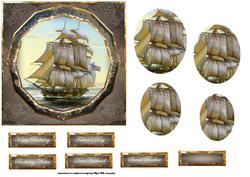 Sailing Ship Card Front with Pyramid Layers