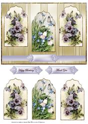 Pansy and Wildflowers Panel Card with Toppers
