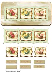 Vintage Vase of Rose's Dl Card with Toppers