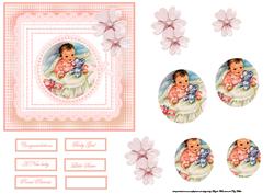 Vintage Baby Girl Card Front