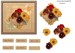 Pansy and Lace Card Front with Topper and Decoupage