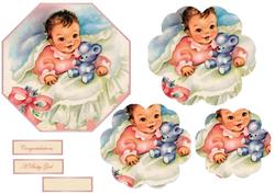 Baby Girl Octagon Card Front with Petal Stackers