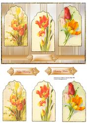 Open Tulips Panel Card with Toppers
