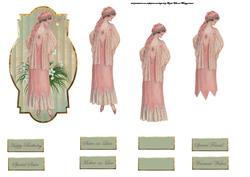 Vintage Lady in a Pink Dress Topper with Decoupage