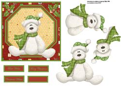 Polar Bear Christmas Card Front with Decoupage