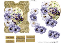 Basket of Pansies on an Ornate Frame