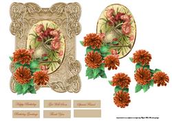 Orange Dahl'la Flower on an Ornate Frame