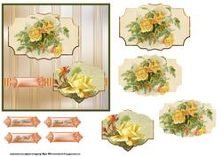 Vintage Yellow Rose Card Front with Toppers